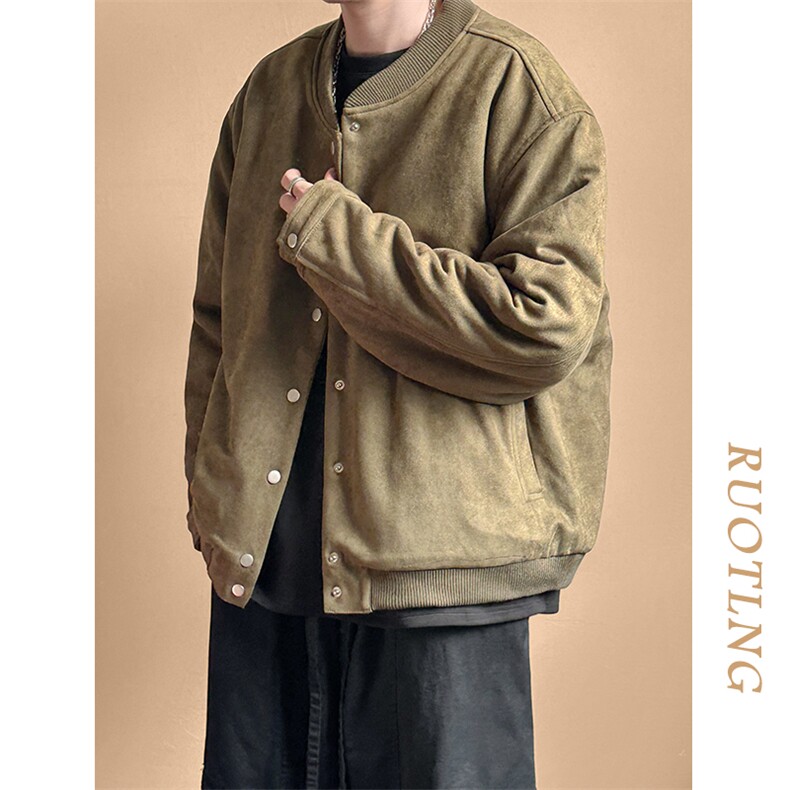 2024鹿皮绒夹克外套棒球服加棉棉服A351-AJ2511-P105加棉,男装夹克,电商A351