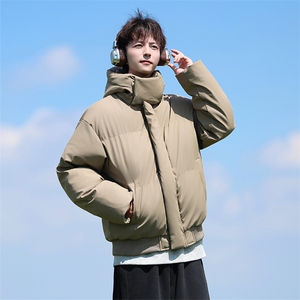 现货5W件冬季三防重磅boxy短款羽绒连帽PU皮棉衣外套防风加厚棉服图片