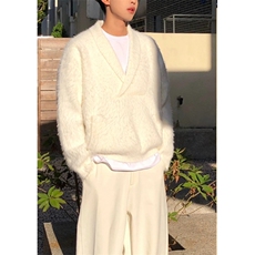 新款潮流时尚水貂毛慵懒风毛衣男女宽松美式复古潮牌情侣上衣外套，男装针织衫/毛衣，星座601-1