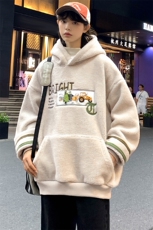 2023秋冬羊羔绒休闲上衣潮加绒连帽卫衣外套男女985-P90控价128，男装卫衣，电商A441-1