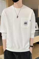M-8XL秋季大码胖男生时尚休闲圆领拼接印花卫衣男59，男装卫衣，星座209