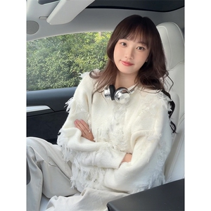 时潮百搭高街复古情侣毛衣慵懒显休闲宽松款毛衣HY675TP55图片