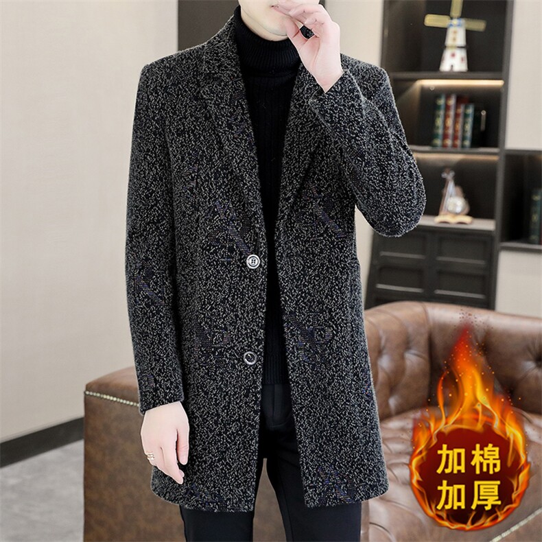 秋冬新款毛呢大衣中长款加棉加厚西装领风衣外套A66P175图片