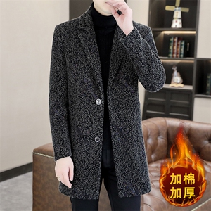 秋冬新款毛呢大衣中长款加棉加厚西装领风衣外套A66P175,风衣要怎么搭配女生图片