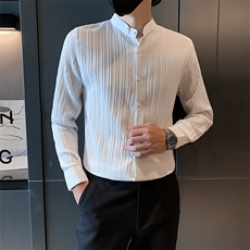 301A-1/C01/P552024秋季新款男士修身纯色立领店主风长袖衬衫，男装衬衫，星座301A-1