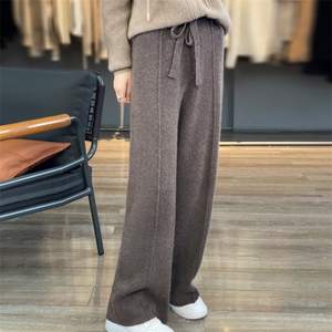 中缝针织阔腿裤女高腰垂感加厚保暖显瘦显腿长直筒裤小个子拖地裤图片