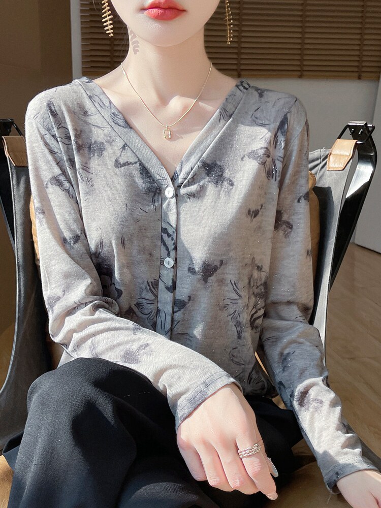 夏季轻薄开衫薄款外套长袖披肩空调防晒宽松女针织衫V领毛衫,针织衫/毛衣,绒宛羊绒