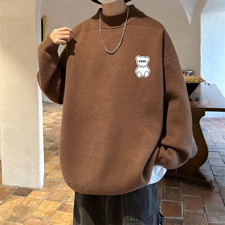 控68半高领毛衣男士大码针织衫男毛线衣男M18292-P45加绒款-P65,男装针织衫/毛衣,电商A040