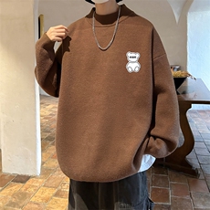 控68半高领毛衣男士大码针织衫男毛线衣男M18292-P45加绒款-P65，男装针织衫/毛衣，电商A040