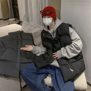 秋冬立领棉马甲男宽松潮流百搭休闲纯色背心Y83P45图片