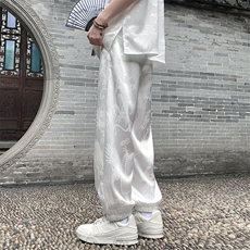 2024春夏衔接外景新中式龙提花冰丝裤M-5XHK24182-P50，男装休闲裤，电商A022