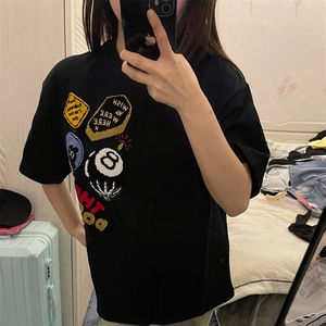 万针全刺绣工艺 得物抖音高品质260克纯棉双纱美式高街短袖T恤P33图片