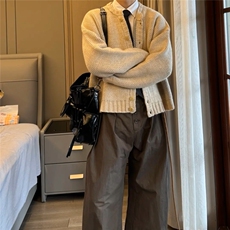 JY338-P62油画和平鸽开衫毛衣冬宽松休闲长袖针织上衣网图，男装针织衫/毛衣，星座1501-3