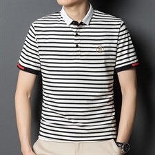 条纹时尚短袖T恤男薄款男装夏季中青年男士休闲宽松体恤衫潮流款，男装T恤，电商B212（原钱塘6029）
