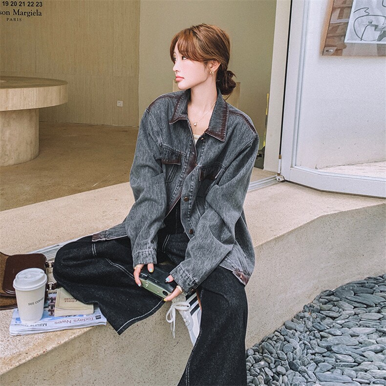 独特超火好看灰色牛仔外套女开春2025年酷飒炸街美式高级夹克上衣,女装短外套,2C262