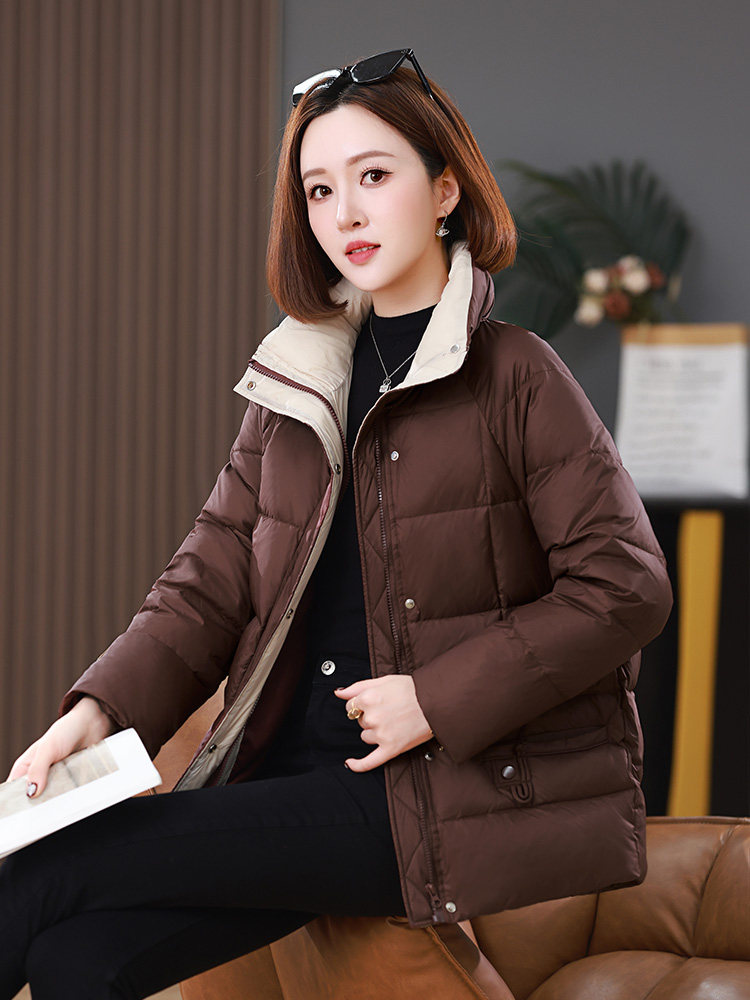 2025年冬季新款立领30白鸭绒中长款羽绒服外套,女装羽绒服,雪樱依海