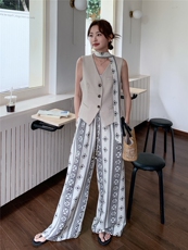 主推新款老钱风高级感单排扣马甲直筒裤女士套装2215-P195-K295，女装套装/套裙，网红馆