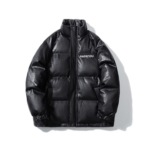 1白底鳄鱼纹手塞棉大码M-5XL夹克PU皮棉服外套男8507P120控158图片