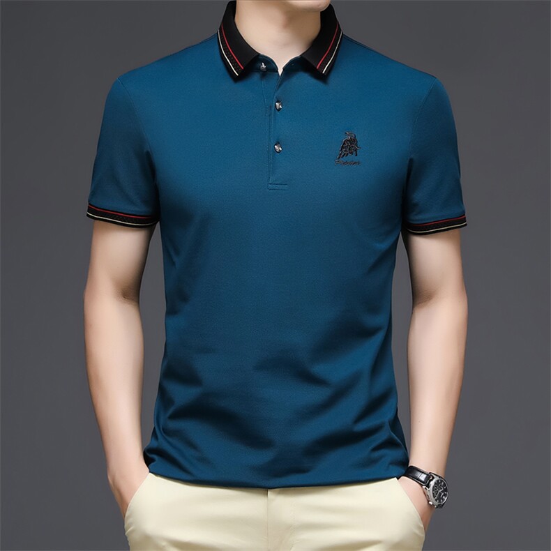 新款短袖t恤男中年大码体恤爸爸装夏季中老年男装半袖polo汗衫，男装T恤，电商B212（原钱塘6029）