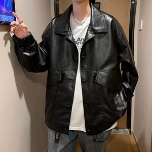 男秋季外套潮牌街头机车皮衣夹克外套Y701P65图片