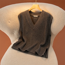 2025年秋季V领开叉马甲时尚百搭休闲，女装马甲，盛世绒华