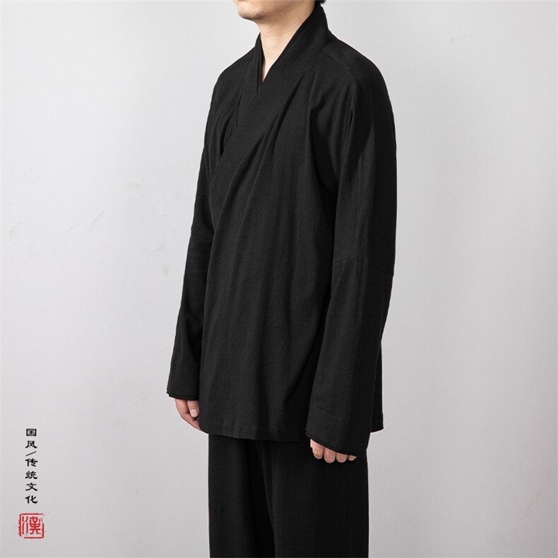 秋冬新款风男装新中式道袍改良斜襟汉服TZ01P85,男装民族服装,钱塘802