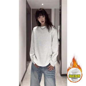 抖音得物品质美式高街重磅曼巴棉结构硬阔boxy版潮牌卫衣长袖T恤图片