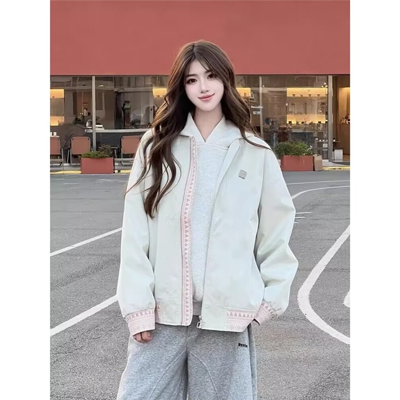 飞行员夹克男生春秋款杏色棒球领外套女2025潮休闲衣服新款潮流，男装夹克，星座1210-1