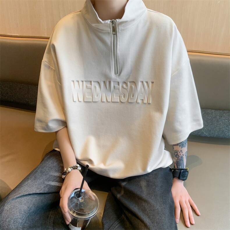 量大优供视频半高领拉链钢印短袖t恤polo衫男KT501-特P28，男装Polo衫，电商B371