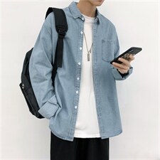 衬衫男长袖韩版潮宽松休闲衬衣港风帅气外套寸衫秋季新款cs52-p45图片