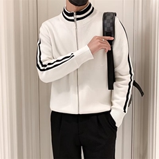 秋冬季立领针织开衫外套男士针织衫夹克修身时尚百搭条纹M879，男装针织衫/毛衣，星座1116A-2（原606A-1）