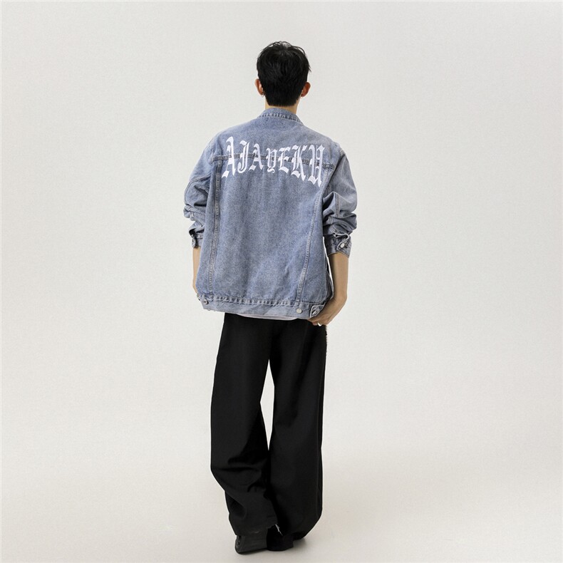 2025新款牛仔韩版字母刺绣工装潮流水洗外套N608/P105158,男装工装外套,星座202