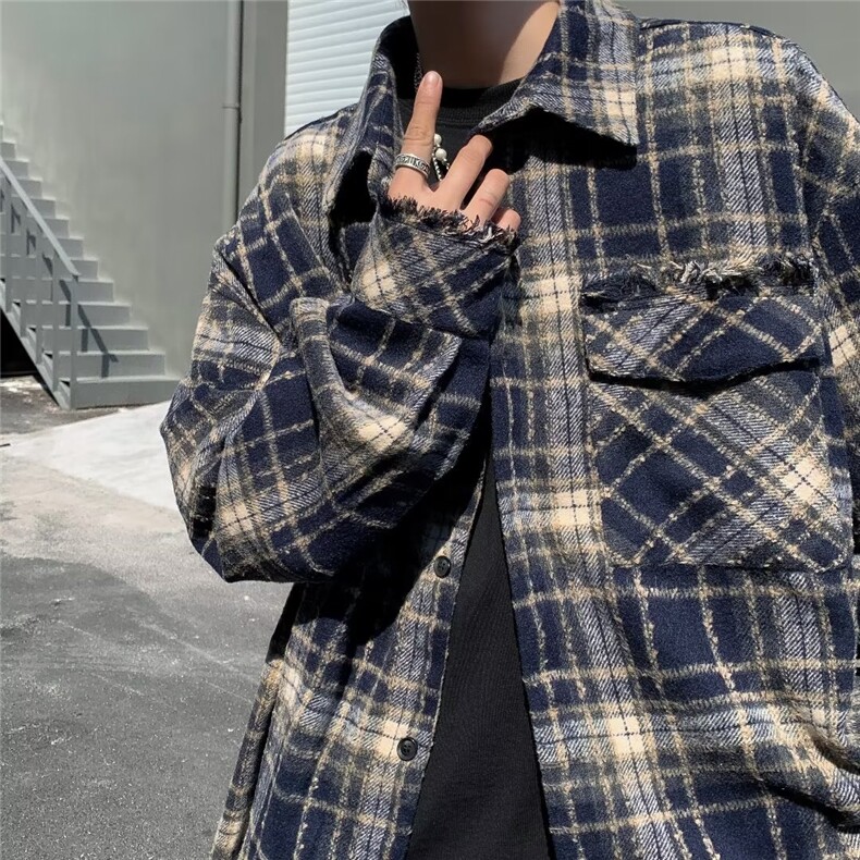 美式秋冬季新款毛呢格子外套W9294P55,男装夹克,星座1116-2