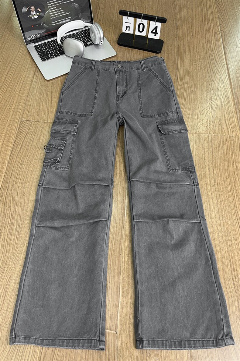 B221美式ins高街暗黑宽松直筒洗褪工装牛仔裤LK25438-P75控98,男装牛仔裤,电商B221