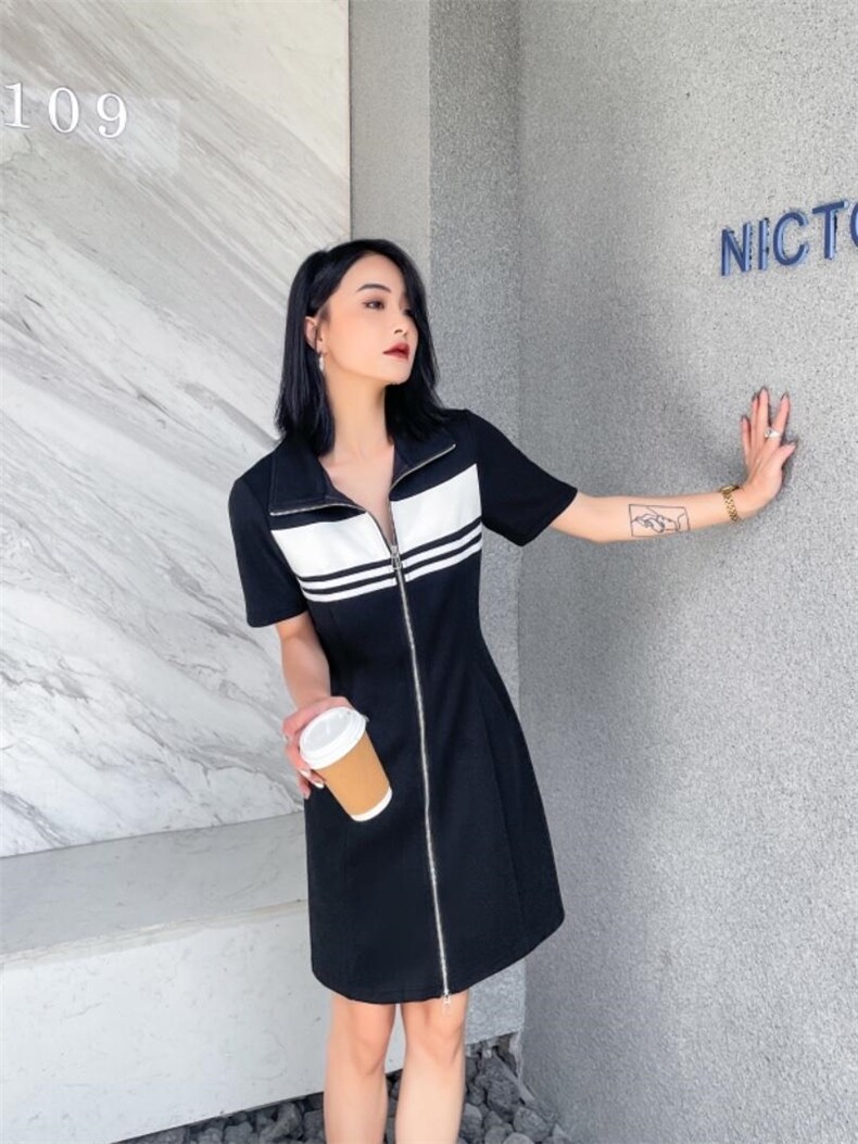 小众拼色Polo连衣裙，女装连衣裙，天使公主