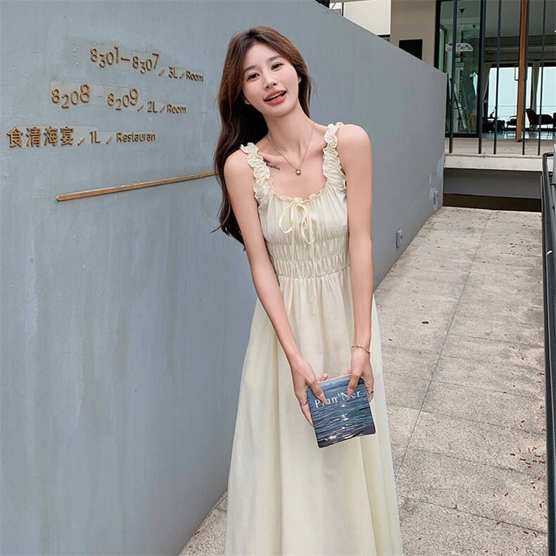 法国RixoRose?重磅新推法式玫红吊带连衣裙女海边度假高端长裙,女装连衣裙,慧峰