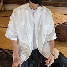 特批P35无差价夏季新中式唐装潮流冰丝衬衣风短袖衬衫男CD2262，男装衬衫，电商A001