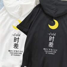LD54047-P45连帽短袖t恤男大码胖子带帽五分袖中袖，男装T恤，电商A040