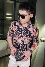 312A-109-P55新款社会小伙中袖衬衫韩版潮流男士五分袖衬衣B，男装T恤，星座312A-5