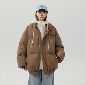 中性风休闲连帽字母印花宽松假两件棉服A268-MY475特批115控168图片