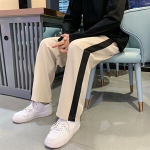 夏季薄款高街运动裤男ins潮牌直筒宽松bf情侣拼接休闲裤ZK21-P30图片