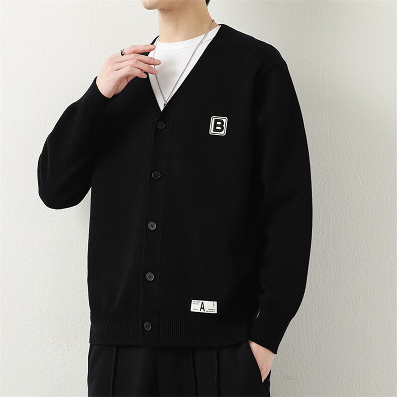 帅气小伙V领针织开衫MY9652P75,男装卫衣,星座914