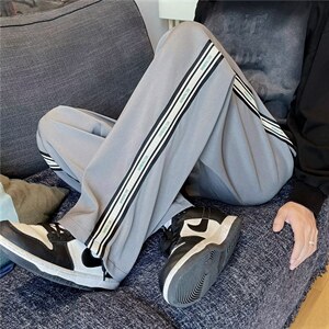 oversize宽松直筒条纹运动长裤男ins潮牌高街休闲裤 K4591-P28图片