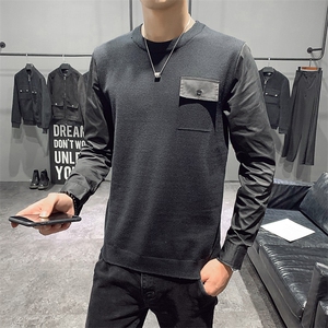 （店主风）秋冬针织衫毛衣男士圆领假两件打底衫C301B-MY10图片