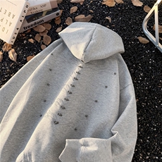 美式重磅Cleanfit复古钉珠刺绣设计连帽卫衣男LY74500-P50加绒55，男装卫衣，星座1008