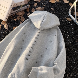 美式重磅Cleanfit复古钉珠刺绣设计连帽卫衣男LY74500-P50 加绒55图片