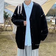 2023针织外套男秋冬款毛衣ins开衫宽松港风上衣潮流百搭MY100P53，男装针织衫/毛衣，星座410-2