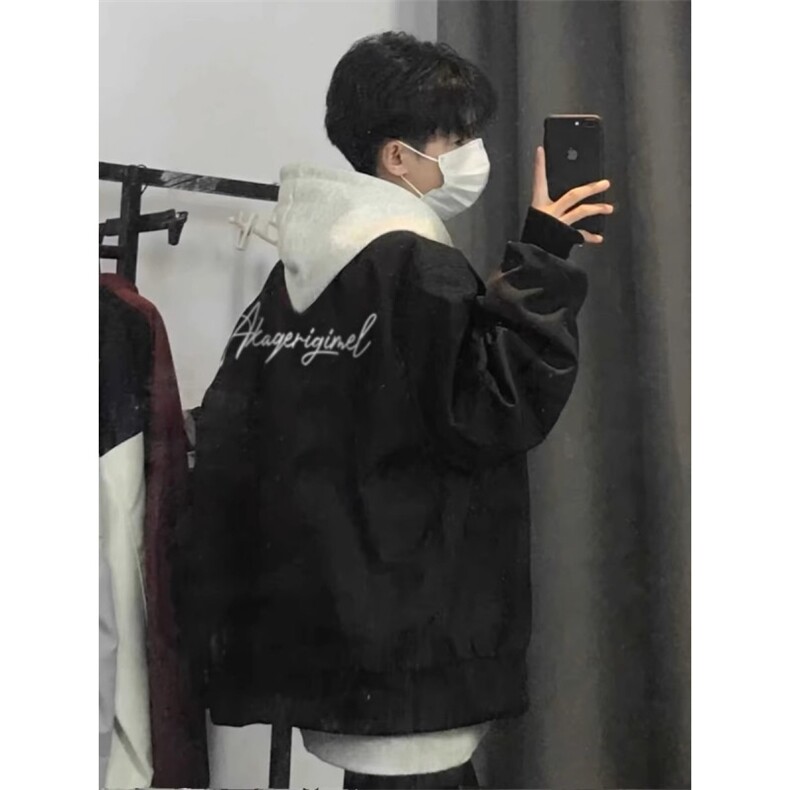 A715-P55 美式黑色飞行员夹克男高街hiphop潮牌棒球服情侣外套图片