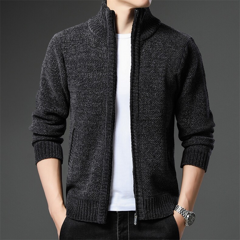 品质好秋冬季新款男士休闲毛衣立领外套百搭加绒雪尼尔8811-P50,男装针织衫/毛衣,星座1706