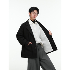 高级感韩系短款毛呢大衣风衣外套潮504-F12-P75（加绒P95控128），男装风衣，星座504